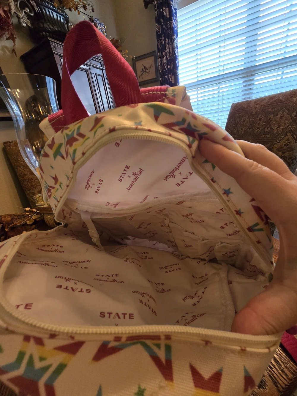 American Girl Rainbow Star White Backpack with Pink Accents